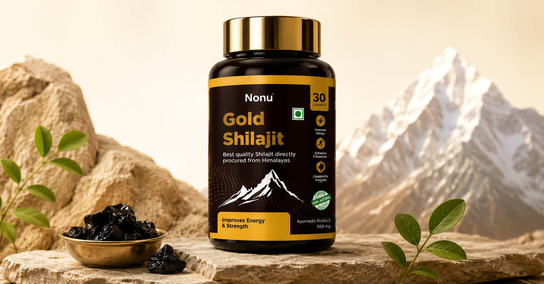 Premium Himalayan Gold Shilajit supplement by NONU Care for daily energy and stamina