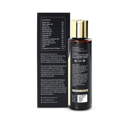 10 in 1 Ayurvedic Hair Oil | Black Seed, Red Onion, Tea Tree, Almond & Argan Oil